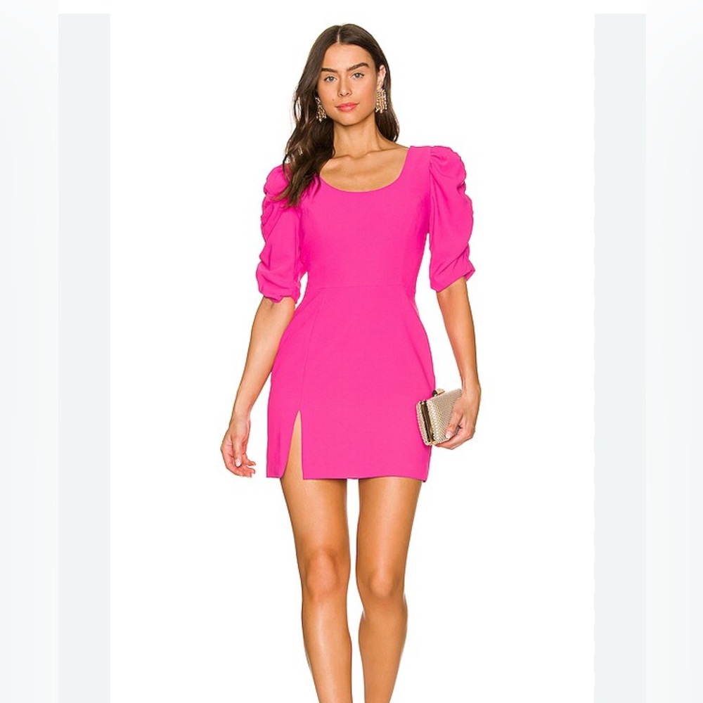 Amanda Uprichard Revolve Barton Pink Ruched Sleeve Sheath Dress XS 💖
